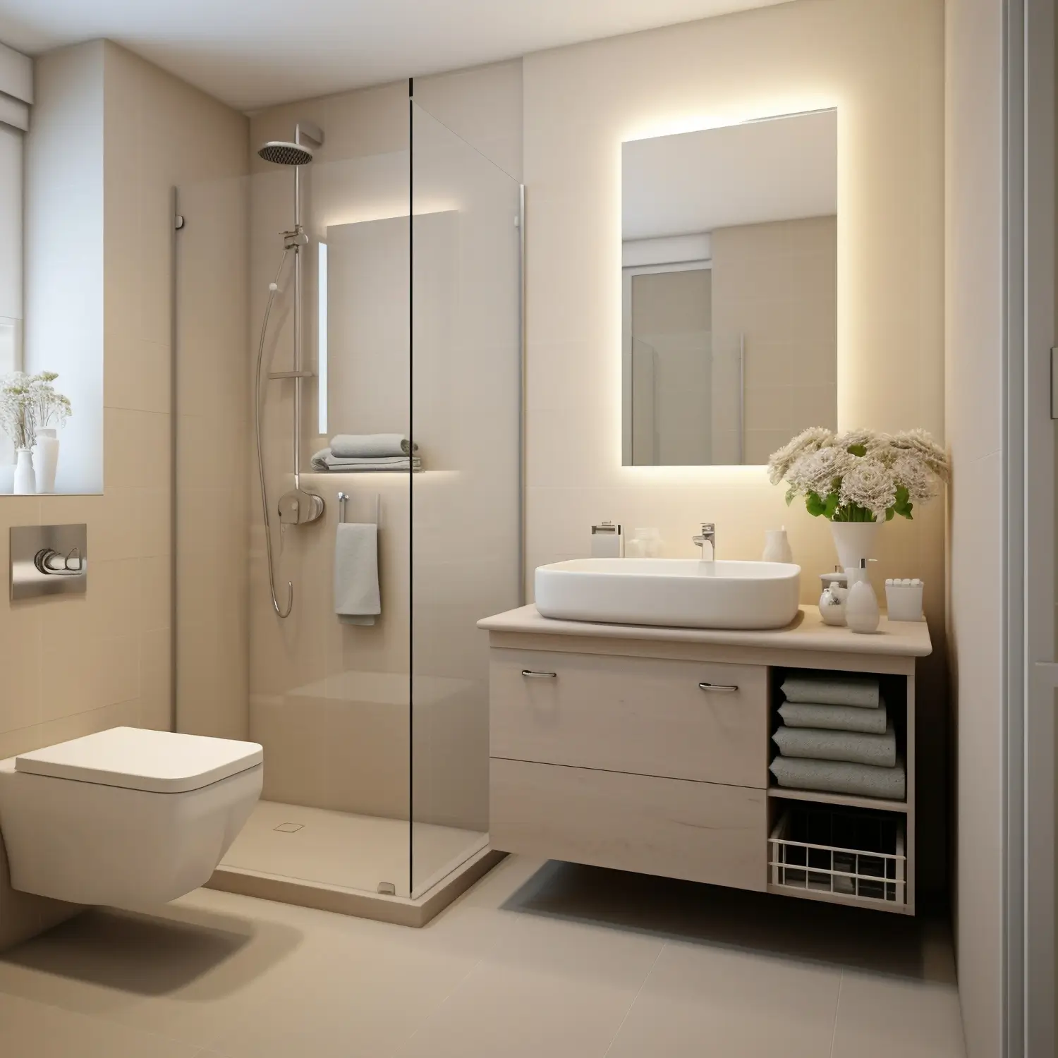 Modern frameless shower screens in a Wangaratta property