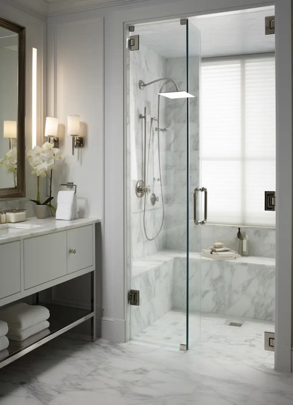 Frameless shower screen installation by Ovens & Murray Glass