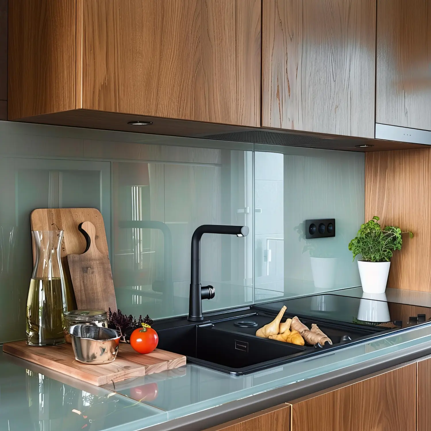 Custom glass splashback in Yarrawonga home kitchen