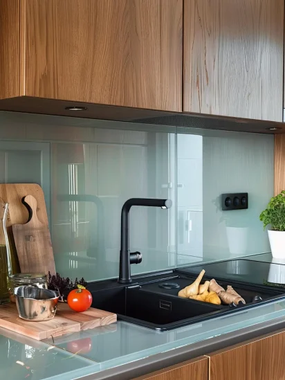 Custom glass splashback in Yarrawonga home kitchen